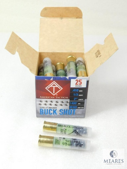 25 Rounds ATI .410 Gauge 2-1/2" BBB Buck 1/2 oz Shotgun Shells