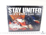 New Smith & Wesson Red White & Blue Stay United Tin Sign 12.5