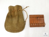 Leather Cinch Pouch and 7 Round Leather Rifle Cartridge Holder