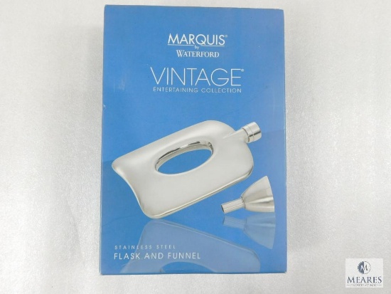 New Marquis by Waterford Stainless Steel Flask and Funnel Set
