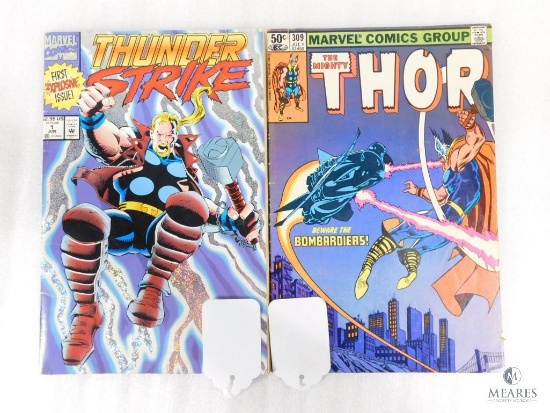 Two Marvel Comics Including One Thunder Strike and One Thor.