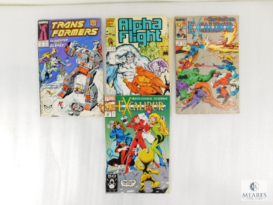 Four Marvel Comic Books Including Two Excalibur, One Transformer, and one Alpha Flight