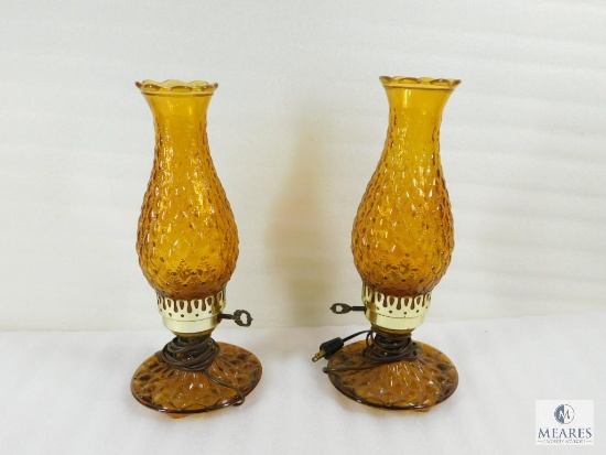 Two Decorative Amber Electric Lamps