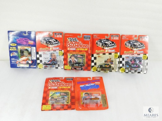 Lot of Seven Racing Champions 1:64 Scale Nascar Race Cars with Collector Cards
