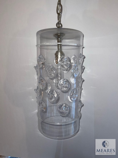 Florence Glass Dimpled Column Pendant Light 15.5"x7"