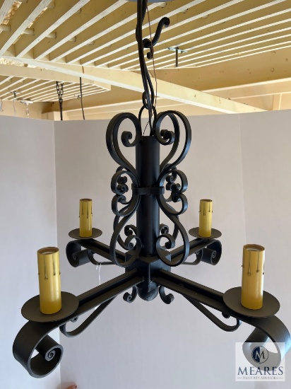 Wrought Iron 4 Light Colonial Chandelier 24" x 24"