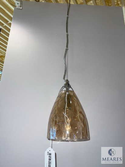 Gold Tone Glass Hanging Pendant Light