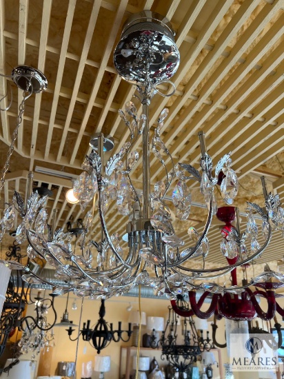 Giselle Chrome and Crystal Eight Light Chandelier 26" x 25"