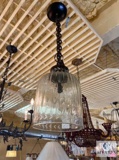 Liberated Etched Glass Hanging Pendant Light 9.5" x 14"