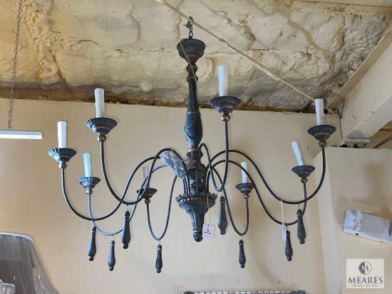 Aidan Gray Eight Arm Chandelier Black with Gold Accents 38"