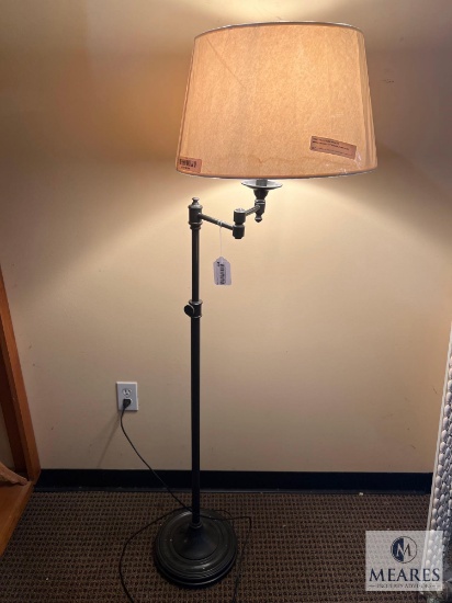 Bronze Swing Arm Floor Lamp with Almond Shade 5'