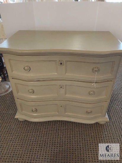 Three Drawer Rudolph Serpentine Dresser in Beige Tone