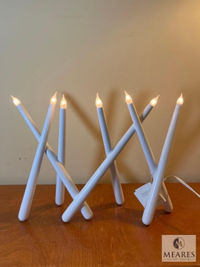 White Candelabra Crossed Candlesticks 7 Light 10.5"