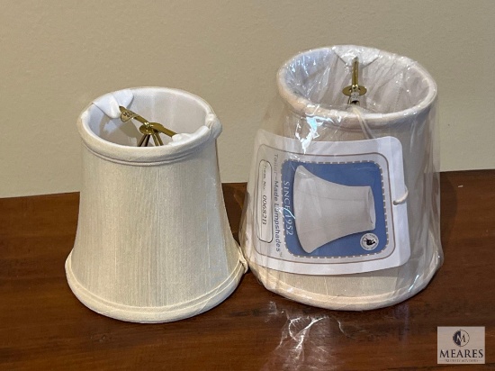 Lot of Two Beige Empire Clip-On Lampshades