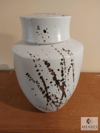 Currey & Co Hinako Lidded White & Brown Lidded Ginger Jar 12"