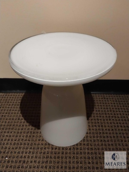 Venzia White Ceramic Side Table Mushroom Shape 14" x 15.5"
