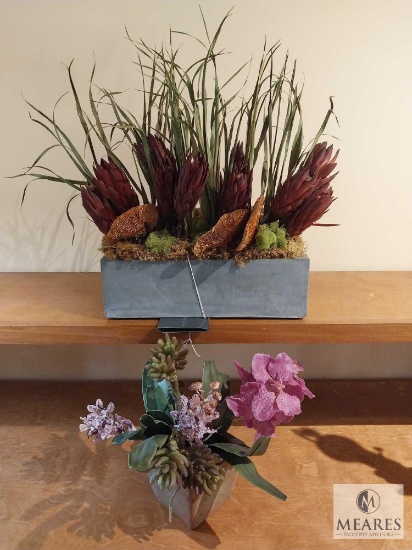 Lot of Two Faux Floral Arrangements Home Decor