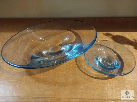 Set of Two Global View Cobalt Glass Bowls