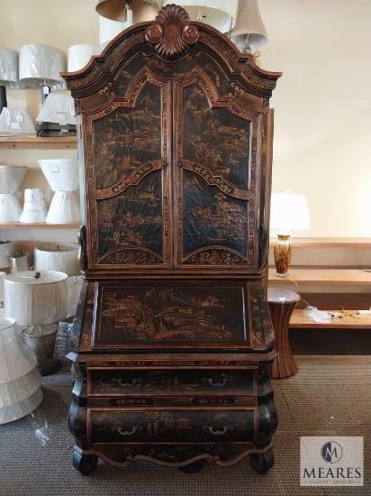 Asian Inspired Vintage Secretary Cabinet with Bombay Base