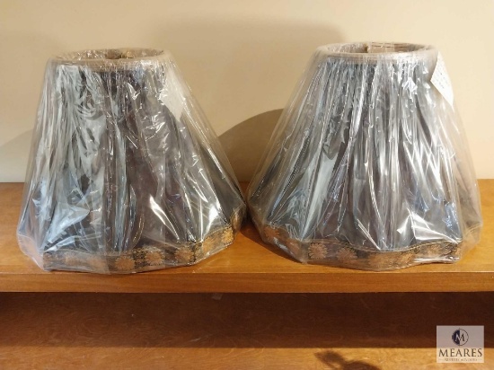 Pair of Black with Gold Trim Fancy Corner Oval Lampshades 16" x 18"