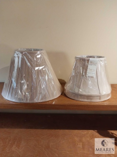 Lot of Two Beige Lampshades Fancy Bell and Pleated Empire