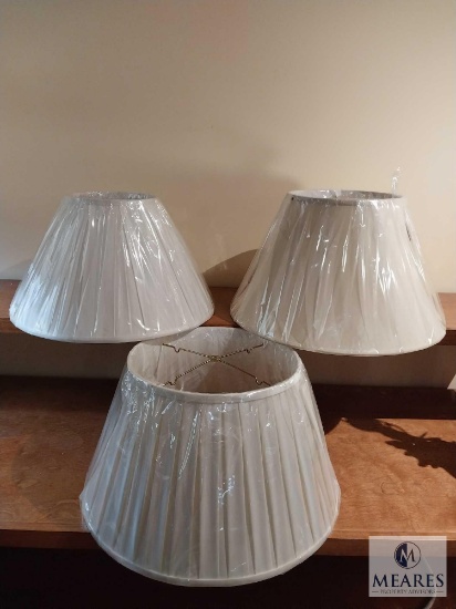 Lot of Three Assorted Beige Pleated Empire Lampshades