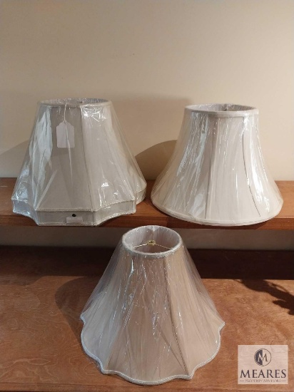 Lot of Three Assorted Ivory and Beige Bell and Fancy Gallery Lampshades
