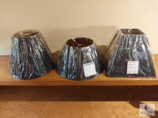 Lot of Three Assorted Black Lampshades Bell, Empire and Square Empire