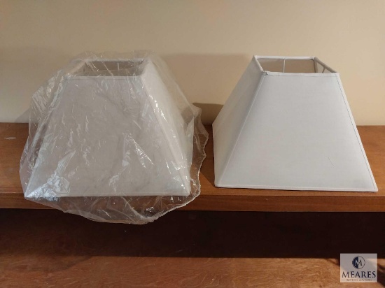 Pair of White Square Empire Lampshades - Deep Frame for Pendants