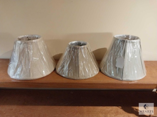 Lot of Three Assorted Empire Lampshades Beige, Taupe, and Silver