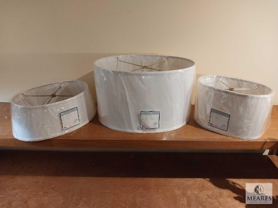 Lot of Three Cream Assorted Oval Shallow Drum Lampshades