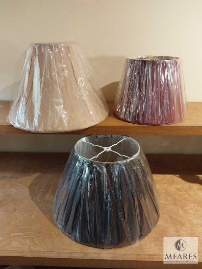 Lot of Three Assorted Lampshades Taupe, Black and Burgundy