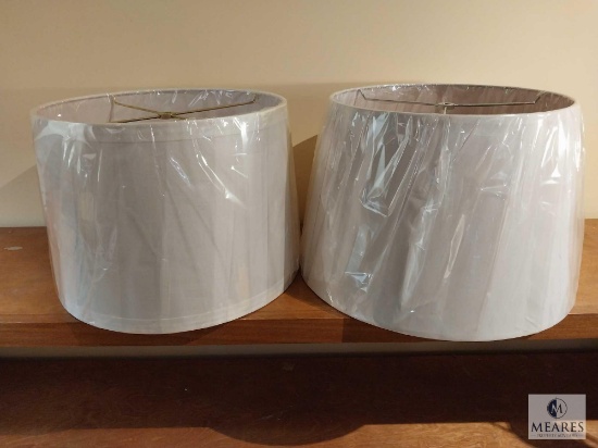 Lot of Two Cream Tone Drum Lampshades