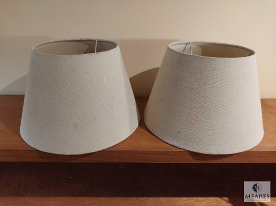 Pair of Oatmeal Linen Tone Empire Lampshades