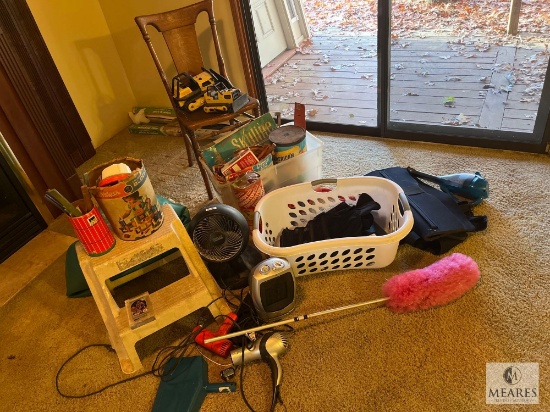 Large Lot of Household Cleaning, Vintage Toys and Organizing Items