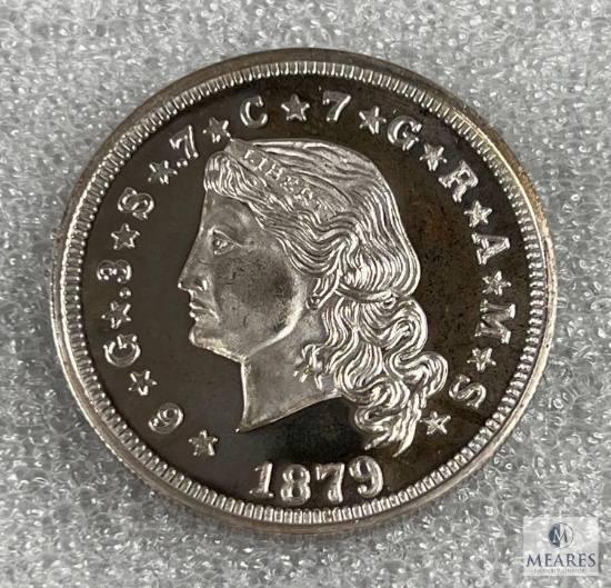 1 Oz. 1879 Stella Flowing Hair Coin Tribute Round .999 Fine Silver