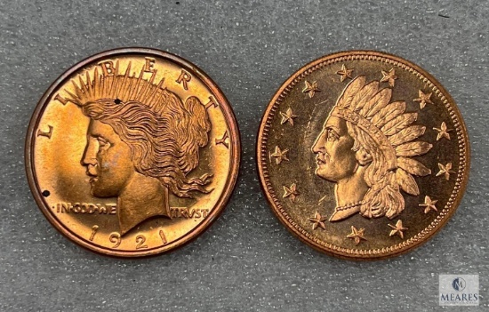 Group of (2) 1-ounce Fine Copper Rounds