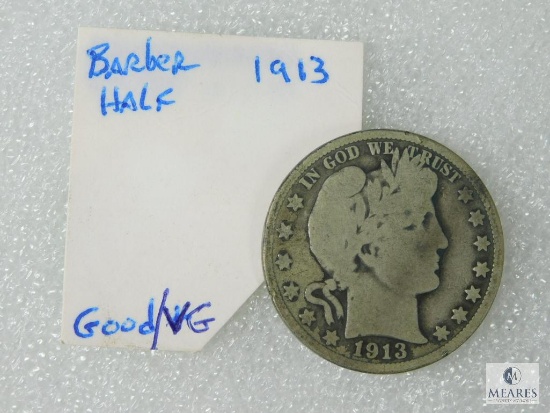 1913 Barber Half, G-VG, Scarcer Coin