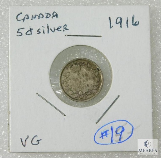 1916 Canada 5 Cent Silver, VG
