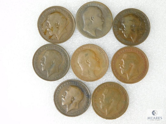 British Large Pennies 1908, 1910, 1911, 1913, 1914, 1915, 1916, 1917