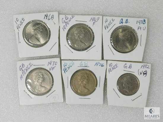 British 10 Pence 1968, 1969, 1970, 1973, 1976, 1992