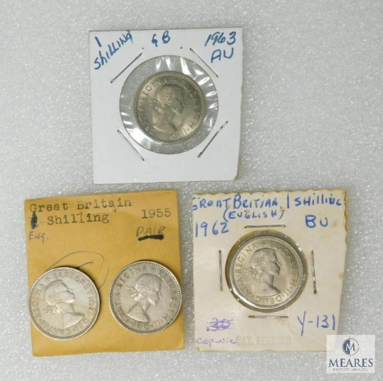 British 1 Shilling 1955 T1&2, 1962, 1963
