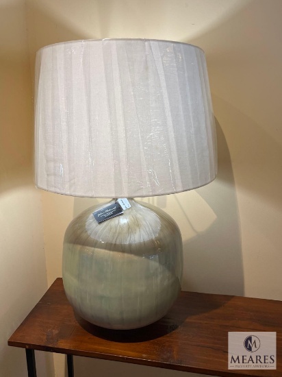 John-Richard Pearlized Silver and Blue Table Lamp, Model #9852, 31" T