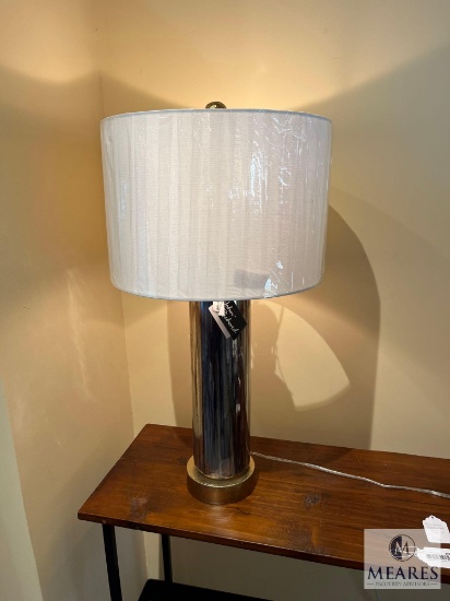 John-Richard Table Lamp, Sapphire & Gold Glaze Column, 29" T, Model #10331,