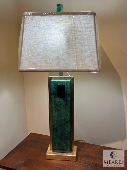East Enterprises Dark Green Jade, Gold Leaf Base Table Lamp, Item #LBJML6Z17B, 29.5" T