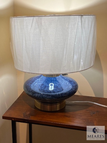 John-Richard Table Lamp, Cerulean Blue Porcelain Squat, Model #10388, 20.5" T