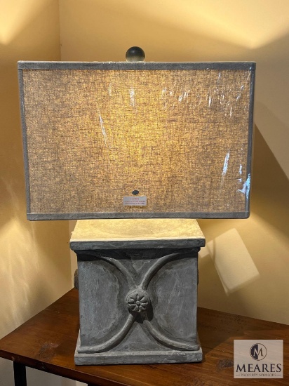 Concrete Square Table Lamp, #6014, 23"T