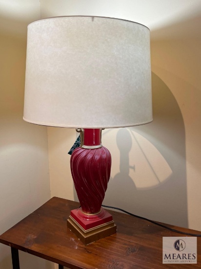 Wildwood Table Lamp, Red Swirl, #6982, 28" T
