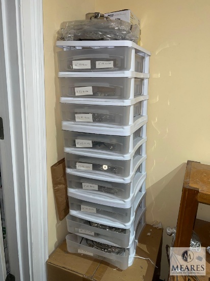 Lamp Harps and Parts Bin, White Cabinet Included