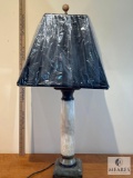 East Enterprises Yellow Jade Column/Bronze Cap & Base Table Lamp, 32